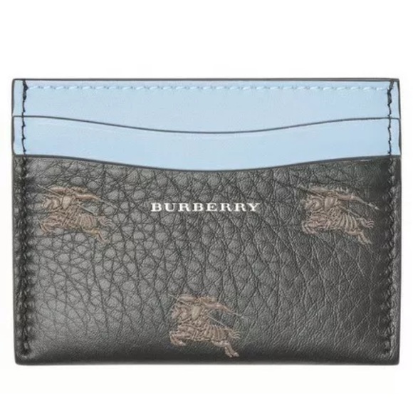 NWT Burberry Black Leather Horse Card Case holder